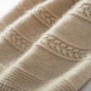 Pure Cashmere Hat for Women Winter Jacquard Solid Striped Knitted Hat Outdoor Warm Cap