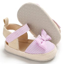 Cute Infant Bowknot Canvas Shoes Non-Slip Breathable Sandals Soft Sole Toddler Fashionable Flats Anti-Skid