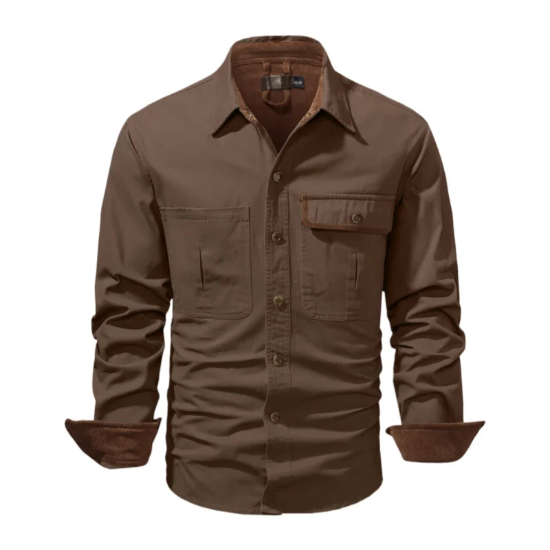Men's Autumn Casual Plaid Button Long Sleeve Coat Urban Flannel Shirt Top