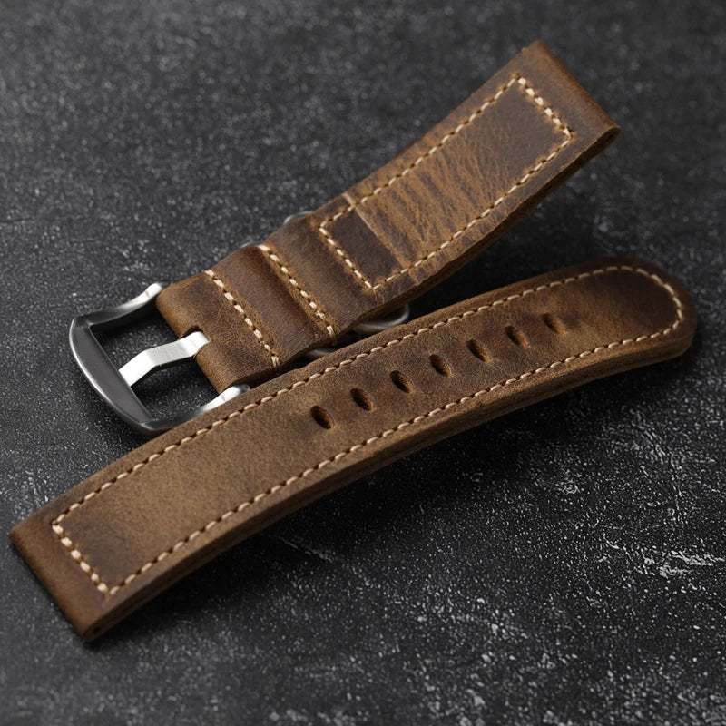 Vintage Brown Watch Strap 20MM 22MM 24MM Soft and Thick Head Layer Watchband
