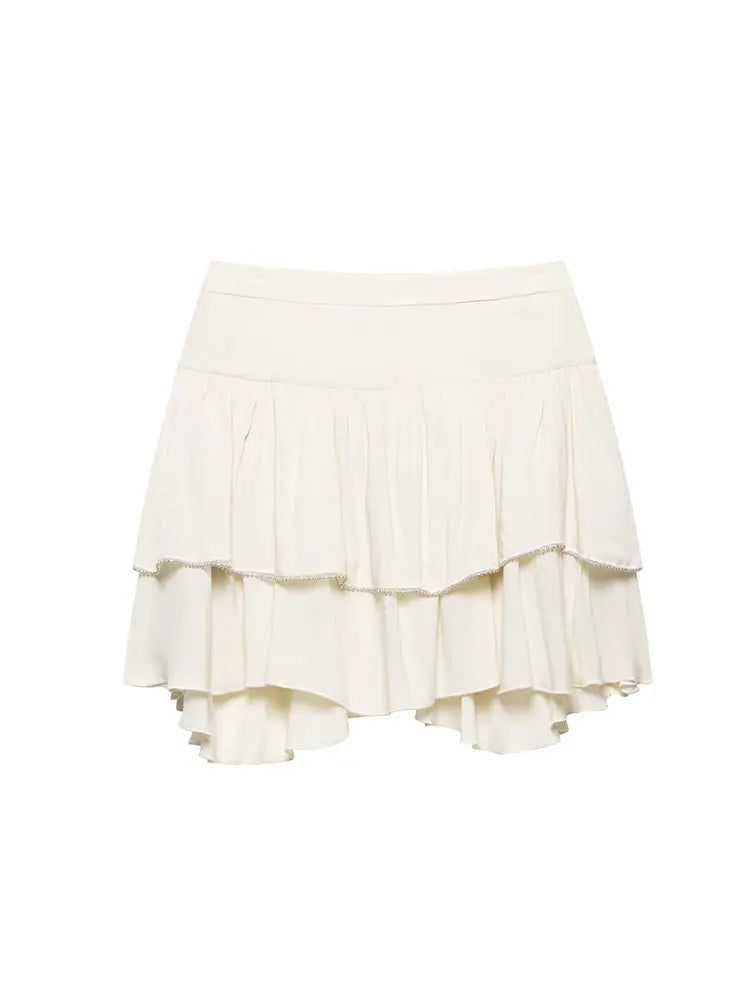 Summer Women's Stacked Decorative Mini Skirt Office Skirt Casual Elegant Party Short Skirts Female