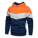 Mens Clothing Stylish Color Block Hooded Sweatshirt Jackets Coats Long Sleeve Fleece Lined Warm Pullover Tops Streetwear