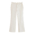 Women Polka Dot Flare Pants Autumn Casual Trousers Holiday Party Beach Leisure