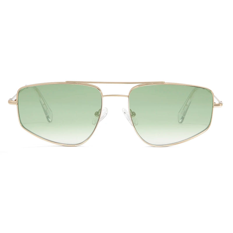 Geometric Metal Pilot Sunglasses Men Designer Trending Shades Gradient Lens Uv Protective Sun Glasses For Women 57mm