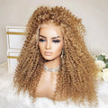 Kinky Curly Soft Brown Color 26“Long Lace Front Wig For Women Babyhair Glueless Daily