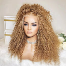 Kinky Curly Soft Brown Color 26“Long Lace Front Wig For Women Babyhair Glueless Daily