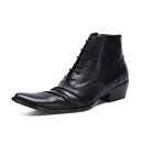Pointed Toe Dress Shoes Classic Autumn and Winter Brogue Boots Elegant Men Real Leather Derby Boots