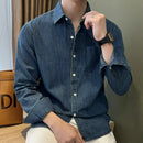 Denim Shirt Long Sleeve Shirt Retro Shirt British Versatile Casual Shirt