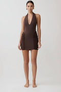Dresses for Women Halter Sleeveless Slimming Mini Solid Backless Dress Female