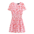 Women Floral Mini Dress Round Neck Short Sleeve Elastic Waist A-line Dresses Holiday