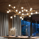 Nordic Retro LED Chandelier For Living Bedroom Tree Branch Art Ceiling Pendant Lights Brown Antique Hanging Lamp