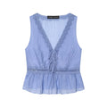 Women Solid Bowed Lace Up Pullover Vest Female Chic Lady Tanks Tops