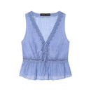 Women Solid Bowed Lace Up Pullover Vest Female Chic Lady Tanks Tops