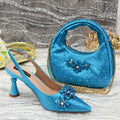 Toe High Heels Shoes and Bags Set With Rhinestone for Women Wedding Party Elegant Luxury