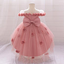 Little girl flower bow decoration party dress cute suitable for one-year birthday ceremony Flower girl flower