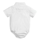 Gentleman Solid Romper for Newborn Boys Short Sleeved Summer Cotton Bodysuit Infant Toddler 1/2 Birthday Clothes