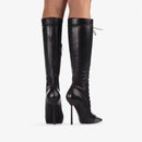 Spring Summer Lace Up Short Boots Side Zipper Banquet Slimming Knee Length Women Boots