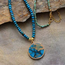 Simple Women Lapis Pendant Necklaces Chokers Chain Necklace Designer Seed Beads Jewelry