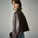 Women Short Leather Jacket Coat Spring and Autumn Loose Jacket Tops Coat Vintage American Streetwear