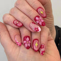 Flower Shell Design Nail Art Almond False Nails Detachable Nails Press on Nails