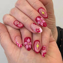 Flower Shell Design Nail Art Almond False Nails Detachable Nails Press on Nails