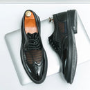 Men Oxfords Shoes Genuine Leather Shoes Patent Leather Formal Breathable Dress Shoes Hollow Mesh Out Flats