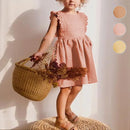 Girl Summer Lovely Dress Baby Toddler Fly Ruffle Sleeve Sundress Linen Cotton Party Dresses for Children