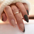 24pcs winter fall leaves false nails with almond artificial nails with glue short stiletto fake press on nail