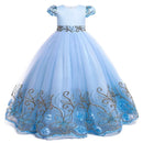 Girls Dress Embroidered Lace Long Princess Dress Carnival High end Wedding Dress Ball Evening Dress 4-12 Years Old