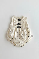 Polka Dot Newborn Baby Girl Romper Sleeveless Bow Infant Outfit Bodysuit 0-24M Loose Style Baby Jumpsuit