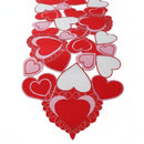 Red, white, and pink heart-shaped decorations on a white background, Obroi