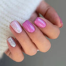 24pcs Short Square Nails Tips Spring Summer Flower Stick on False Nail Art Ballet Wearable Press on Nails