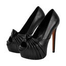 Women Peep Toe Platform Stiletto High Heeled Pumps Knot Bow Shoes