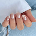 Shiny Metal Gold French Nail Art Almond Wearable Nails Detachable Finished False Nails Press on Nails