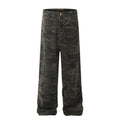 Camouflage Cargo Pants Mens with Rivets Safari Style Straight Loose Casual Trousers Men