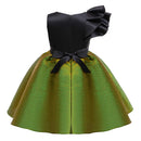 Green dress with black bodice and bow on a white background, Obroi