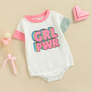 Newborn Baby Girls Summer Jumpsuit Letter Short Sleeve Triangle Toddler Romper Infant Clothes