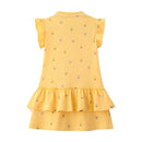 Summer Kids Girls Party Dresses Yellow Toddler Kids Frocks Short Sleeve Birthday Baby Dresses