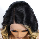 Highlight Blonde Human Hair Wigs 16“ Long Wavy Bob Side Part Lace Front For Women Hair Glueless Wigs
