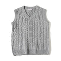Gray cable knit sleeveless sweater on a white background, Obroi