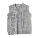 Gray cable knit sleeveless sweater on a white background, Obroi