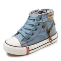 Children Shoes Sewing Thread Denim Kids Round Toe Outdoor Soft Sole Simple Retro Style Shoes