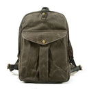 Retro backpack outdoor travel backpack waterproof wax canvas patchwork leather hiking bag