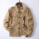 Beige jacket with black buttons on a white background, Obroi