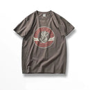 Summer American Retro Short-sleeved O-neck Rabbit T-shirt Men's Simple Washed Casual Sport Tops