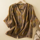 Summer Blouse Shirt Short Sleeve V-Neck Button Elegant Office Ladies Women Casual Loose Tops Elegant