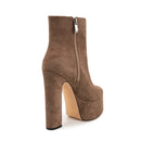 Women Platform Boots Ultra Elegant Shoes European Ankle Boots Side Zip American Ladies Shoes Flock Boots