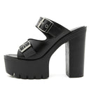 Heeled Sandals for Women Dress Pumps Double Buckle Strap Design High Heels Sandals
