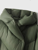 Women Hooded Down Coat Goose Down Fill Solid Quilted Winter Parkas Fall Winter Warm Outwear