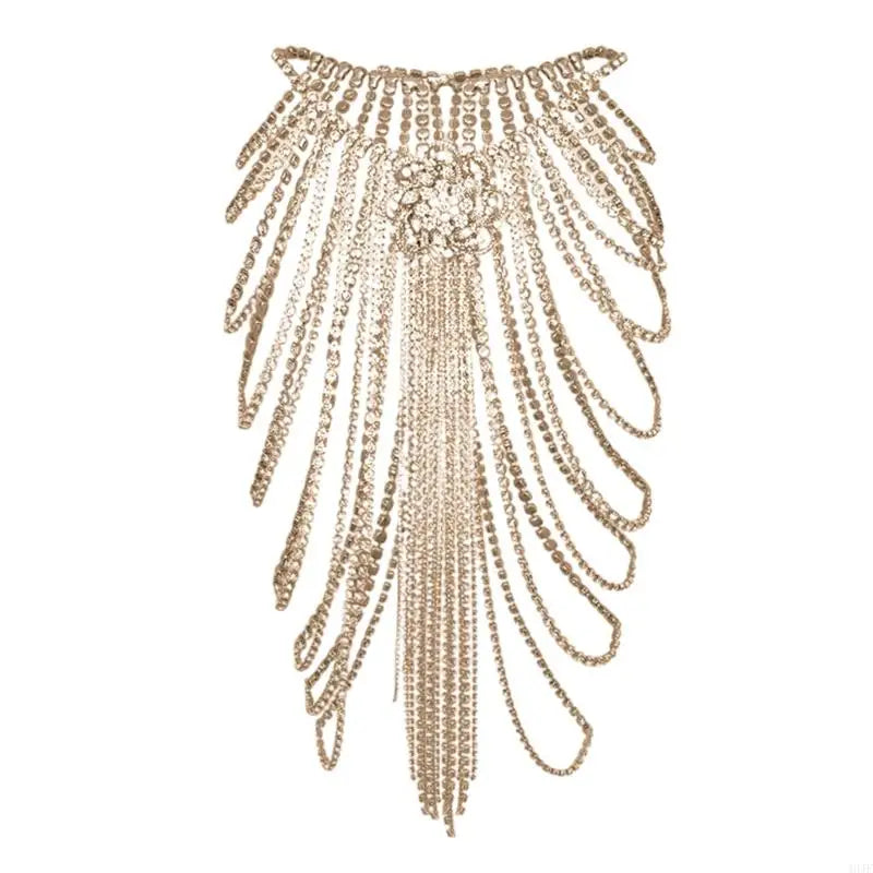 Gold fringe necklace on a white background, Obroi